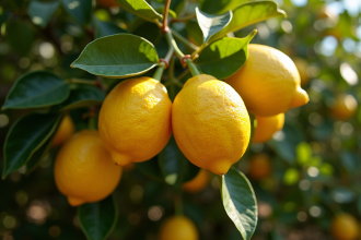 Citronnier méditerranéen chargé de citrons mûrs et verts