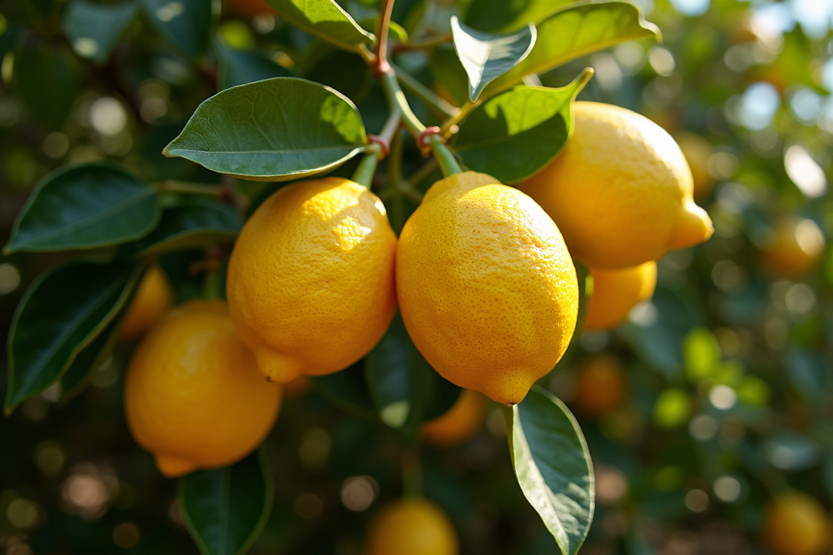 Citronnier méditerranéen chargé de citrons mûrs et verts