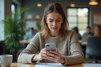 Femme agacée sur le point de raccrocher un appel téléphonique indésirable à son bureau