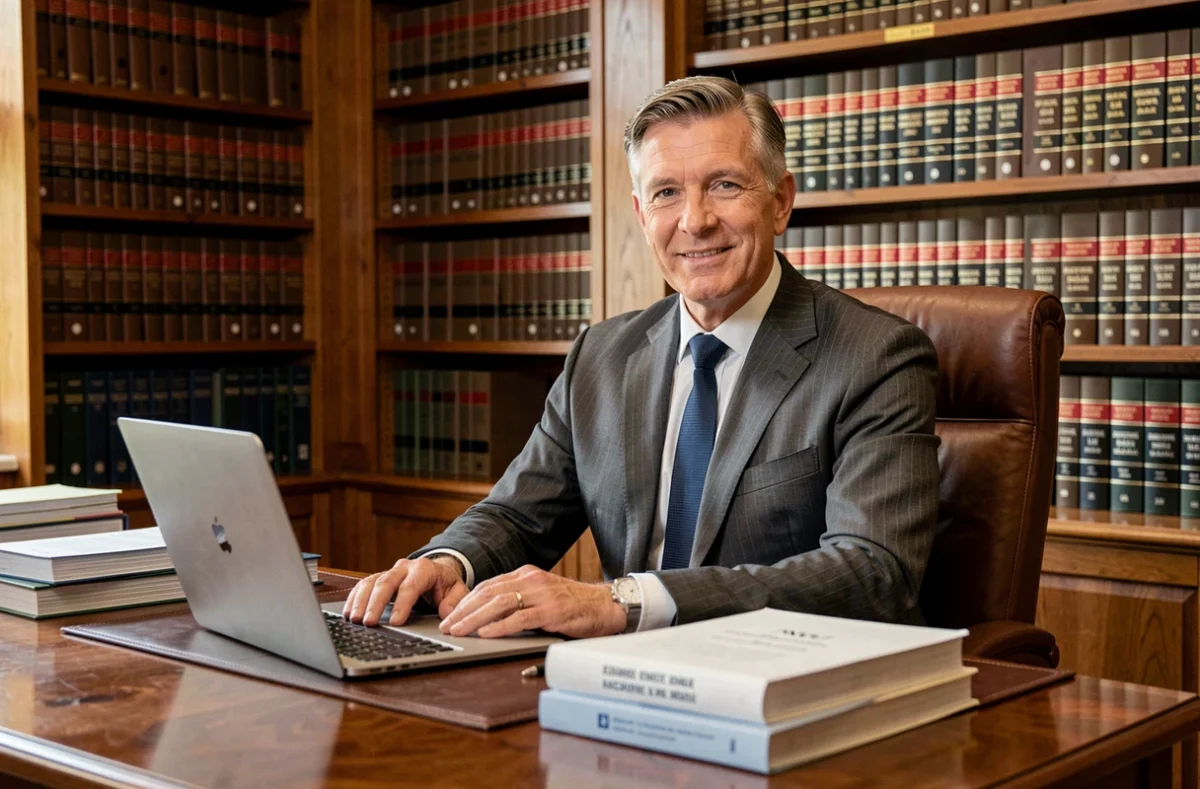 Avocat du cabinet Zaragoci Avocats dans son bureau à Nice, entouré de livres de droit